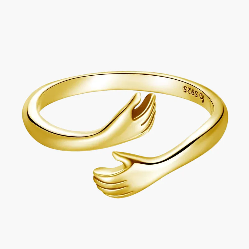Bague Femme Style Moderne Ajustable Mains Enlacées Idée Cadeau Symbolique - Image 2
