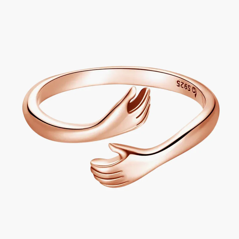 Bague Femme Style Moderne Ajustable Mains Enlacées Idée Cadeau Symbolique - Image 3