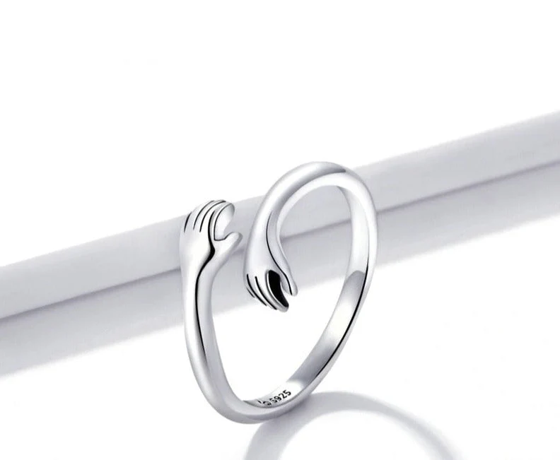 Bague Femme Style Moderne Ajustable Mains Enlacées Idée Cadeau Symbolique - Image 4