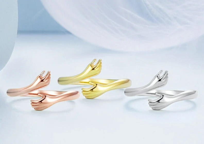 Bague Femme Style Moderne Ajustable Mains Enlacées Idée Cadeau Symbolique - Image 7