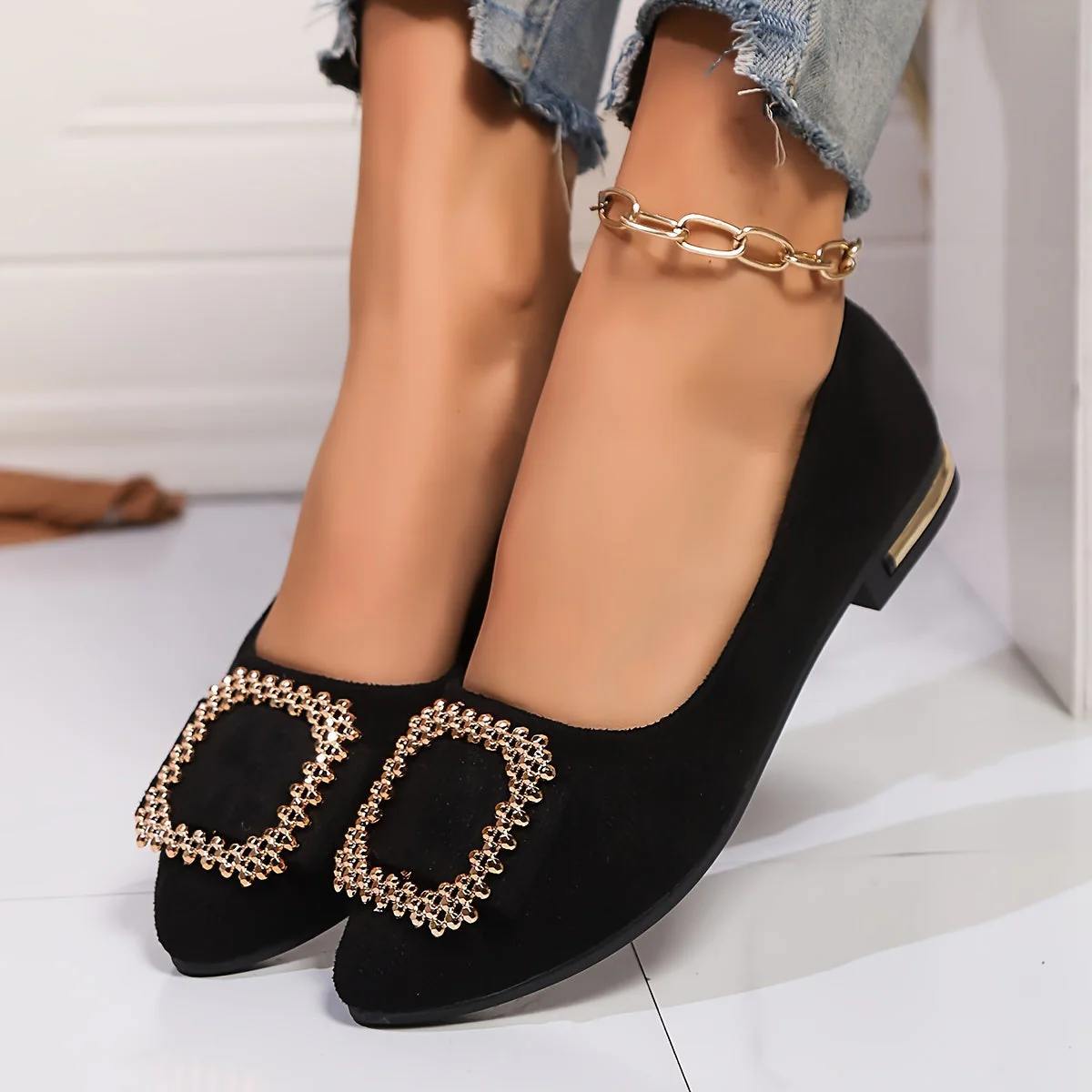 Ballerines élégantes à bout pointu pour femme avec boucle ornementale – Style chic et raffiné pour toutes occasions - Image 4