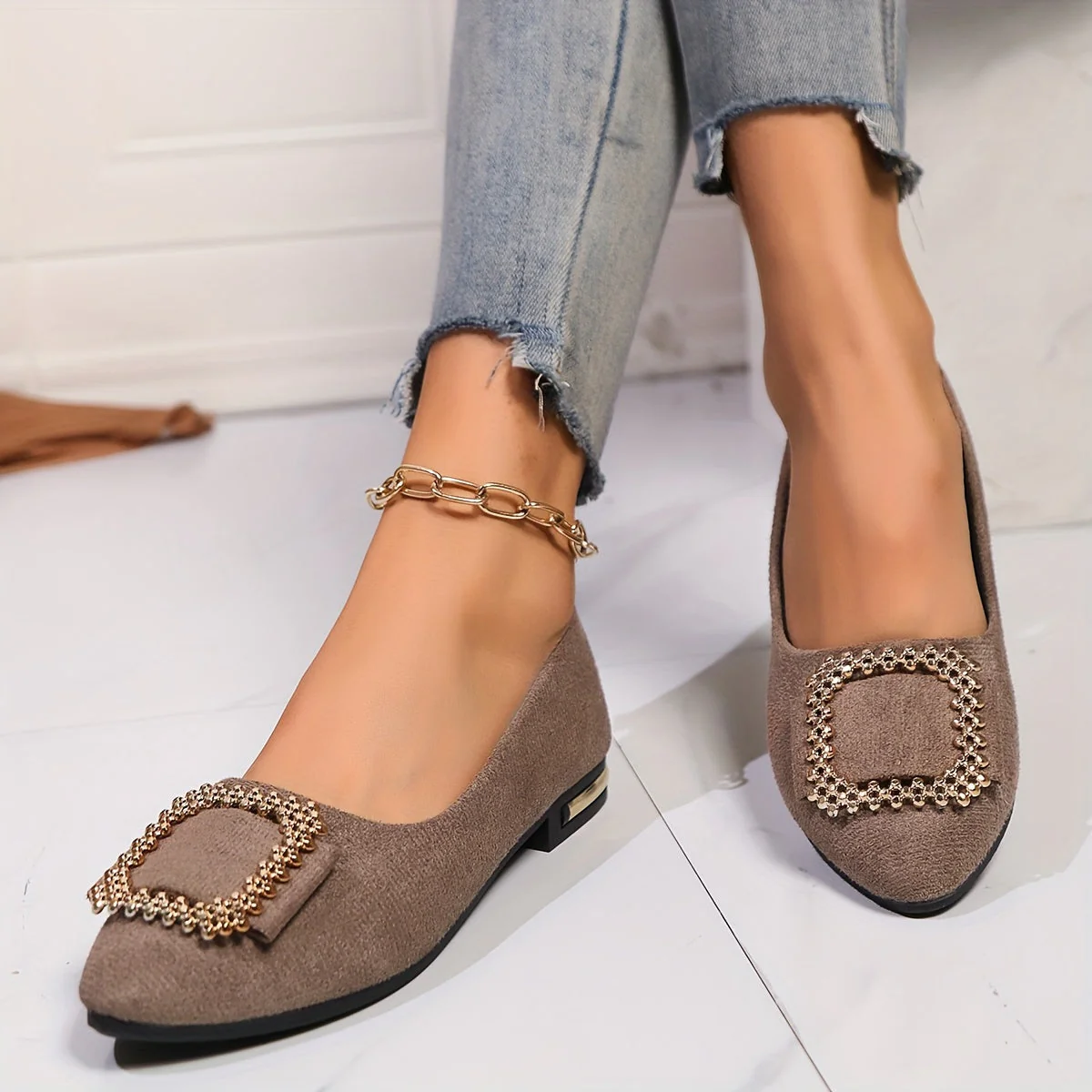 Ballerines élégantes à bout pointu pour femme avec boucle ornementale – Style chic et raffiné pour toutes occasions - Image 7