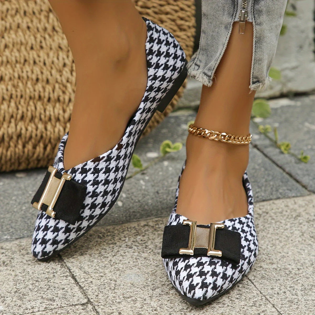 Ballerines femme à motif pied-de-poule chic et élégantes pour le quotidien - Image 7