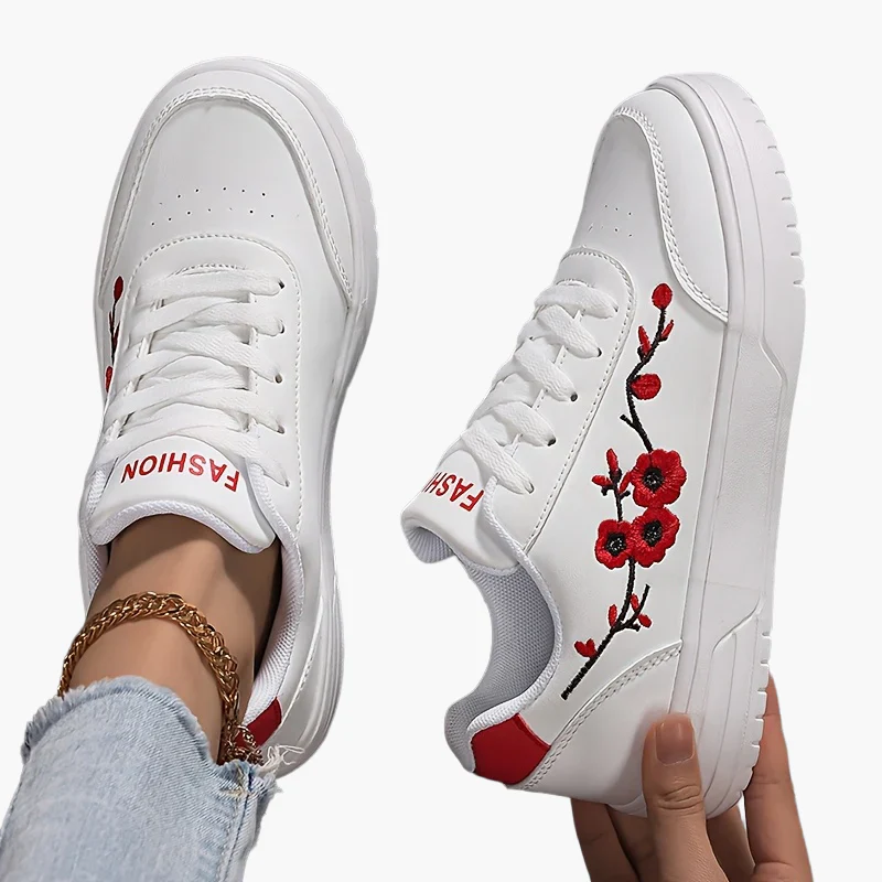 Baskets décontractées pour femme style élégant broderie florale usage quotidien - Image 11