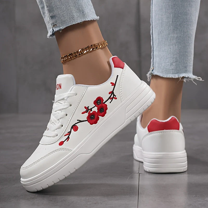 Baskets décontractées pour femme style élégant broderie florale usage quotidien - Image 2