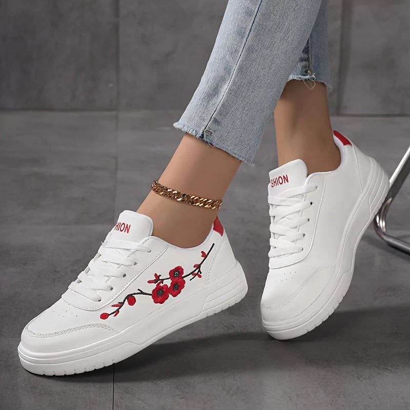 Baskets décontractées pour femme style élégant broderie florale usage quotidien - Image 4