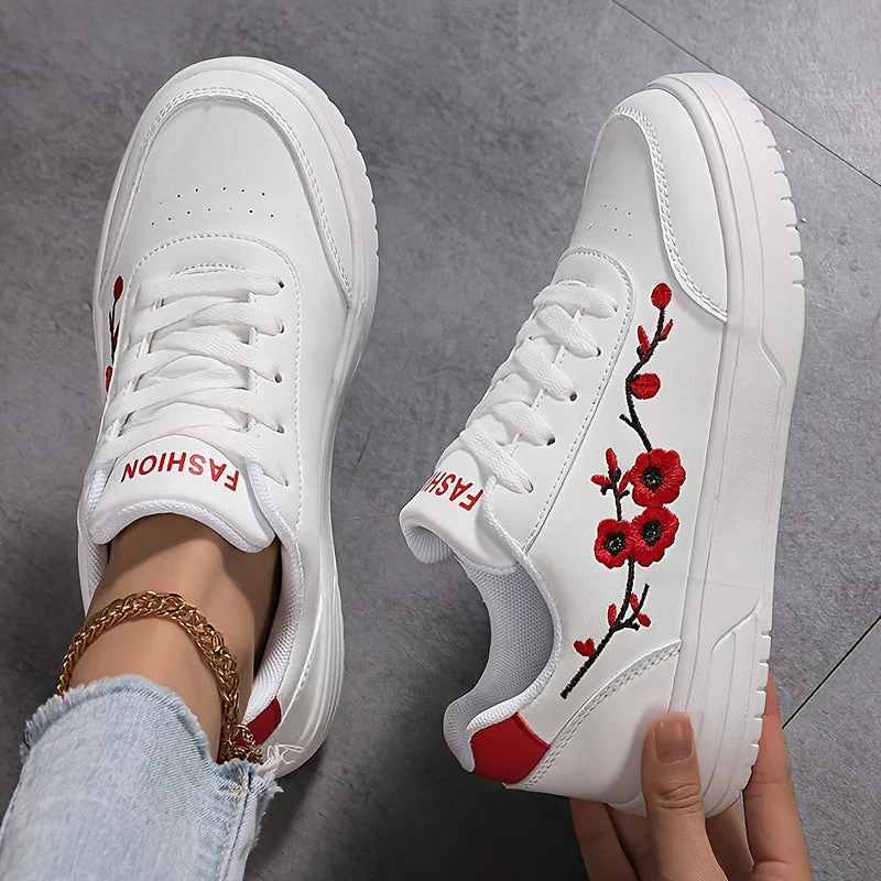 Baskets décontractées pour femme style élégant broderie florale usage quotidien - Image 9