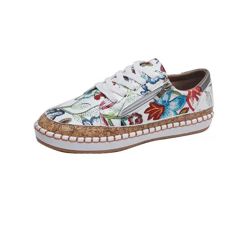 Baskets décontractées pour femme style floral brodé – Mode urbaine et confort quotidien - Image 5