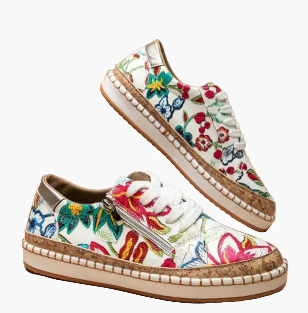 Baskets décontractées pour femme style floral brodé – Mode urbaine et confort quotidien - Image 6