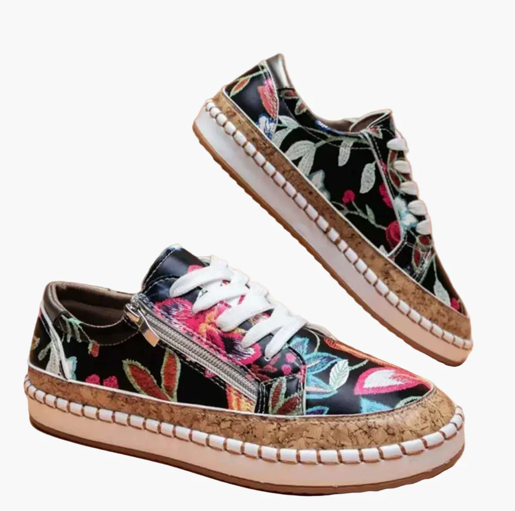 Baskets décontractées pour femme style floral brodé – Mode urbaine et confort quotidien - Image 7