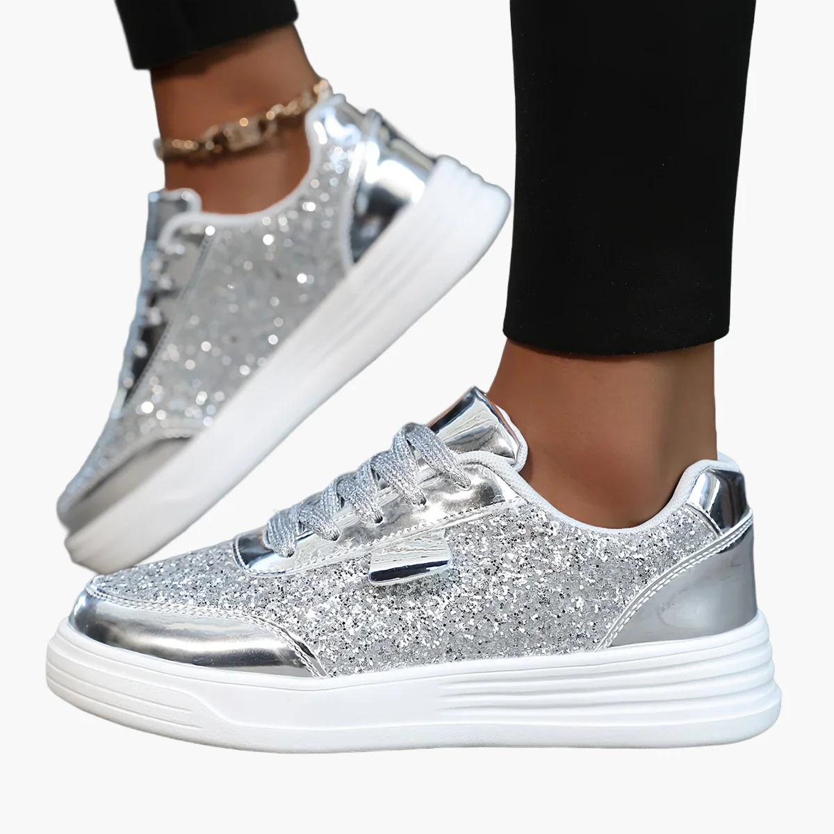 Baskets Femme Style Moderne à Paillettes Brillantes pour Look Tendance et Urbain - Image 2