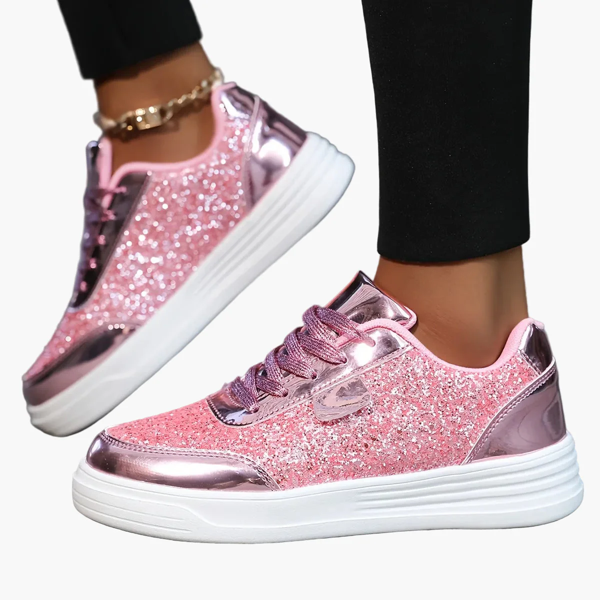 Baskets Femme Style Moderne à Paillettes Brillantes pour Look Tendance et Urbain - Image 4