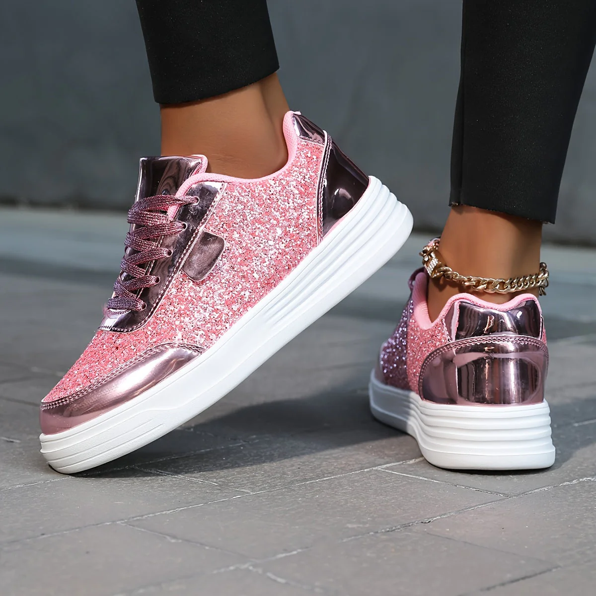 Baskets Femme Style Moderne à Paillettes Brillantes pour Look Tendance et Urbain - Image 8
