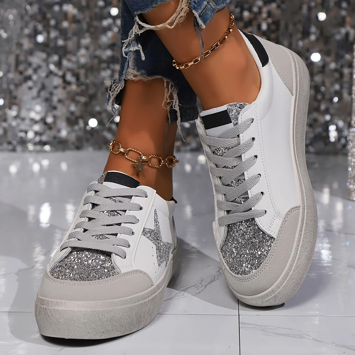 Baskets Femme Style Urbain Casual à Lacets pour Tous les Jours - Image 2