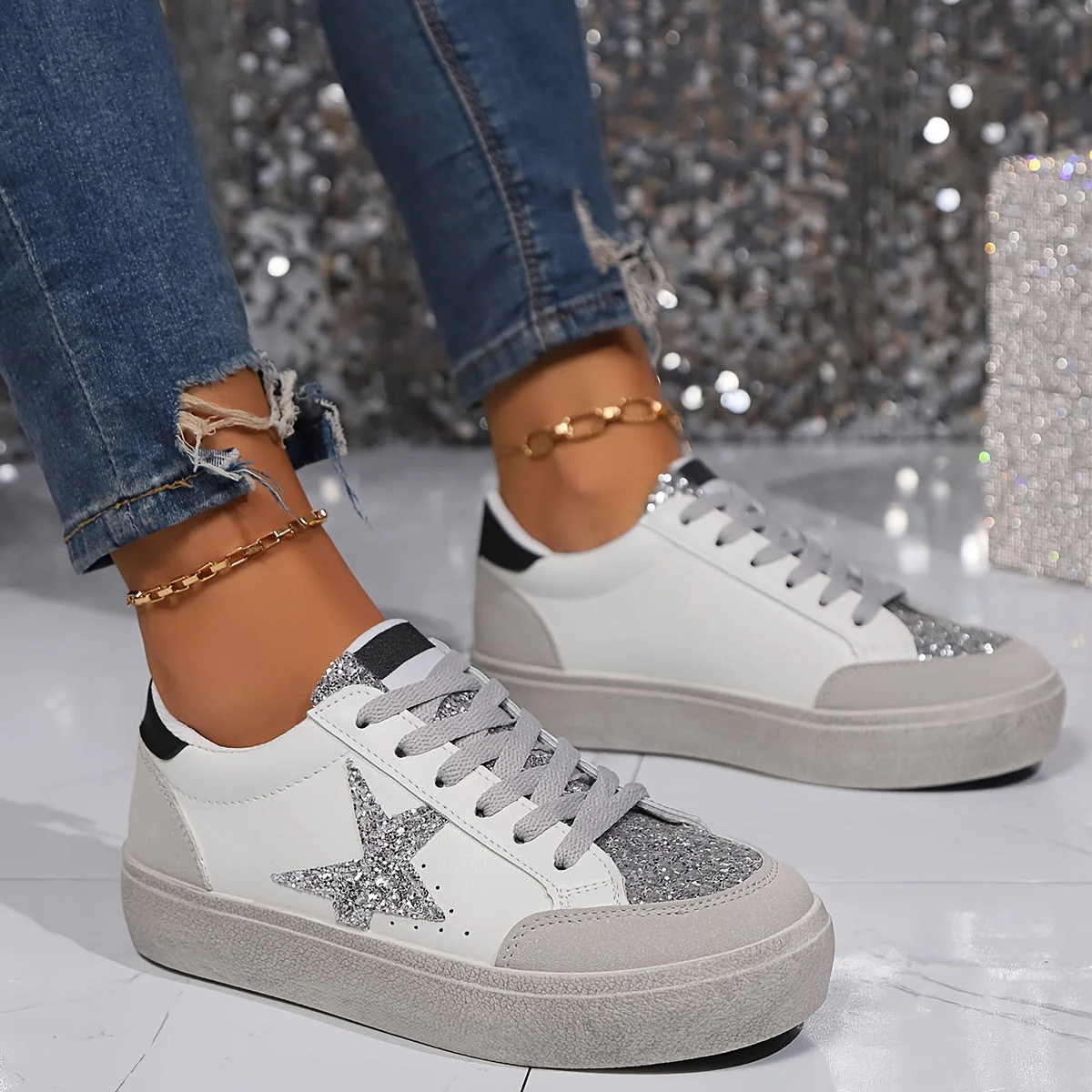 Baskets Femme Style Urbain Casual à Lacets pour Tous les Jours - Image 3