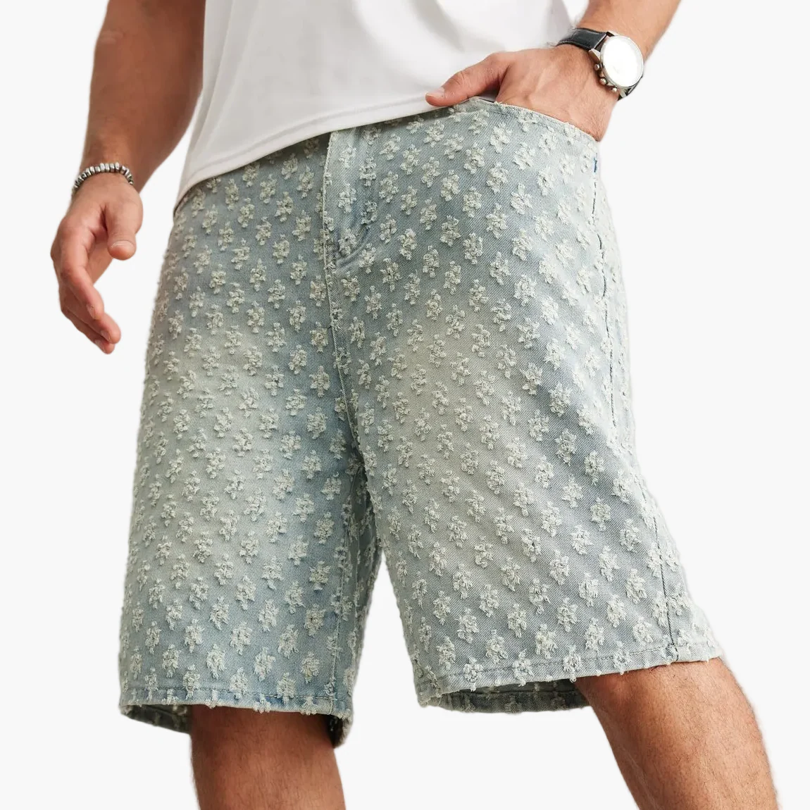 Bermuda homme style streetwear motif brodé – Short décontracté tendance urbain - Image 7
