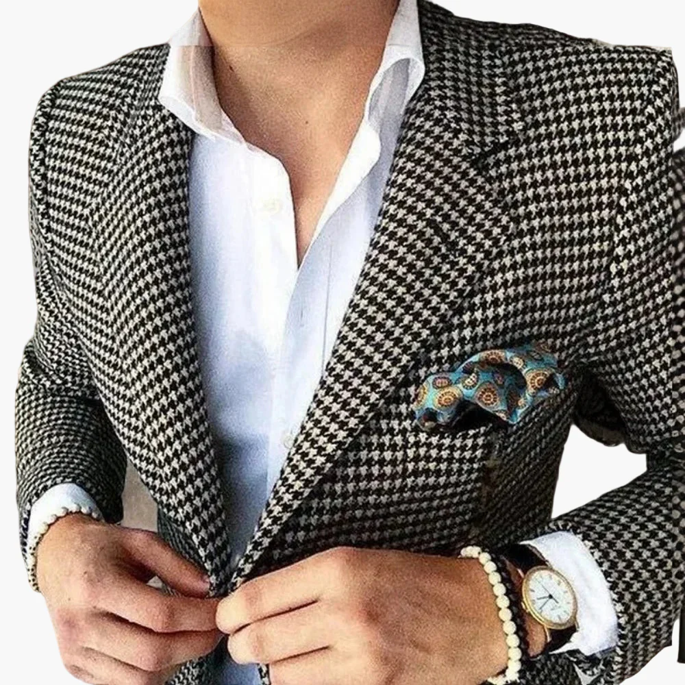 Blazer à Motif Pied-de-Poule pour Homme – Élégance Classique et Style Intemporel - Image 2