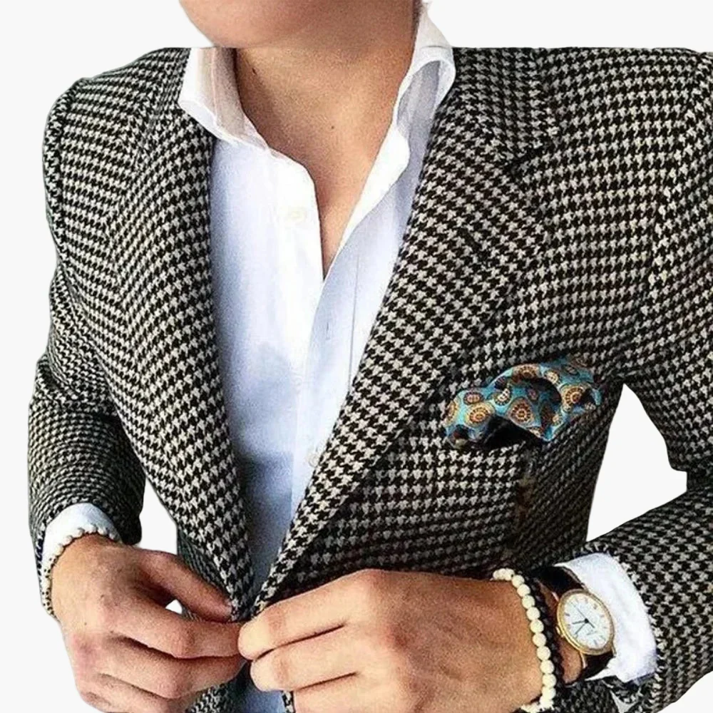 Blazer à Motif Pied-de-Poule pour Homme – Élégance Classique et Style Intemporel - Image 3