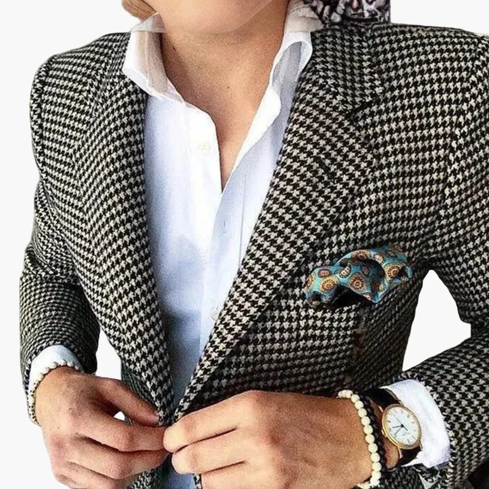 Blazer à Motif Pied-de-Poule pour Homme – Élégance Classique et Style Intemporel - Image 4