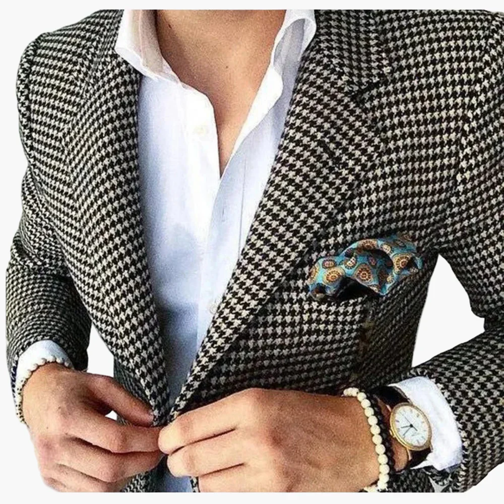 Blazer à Motif Pied-de-Poule pour Homme – Élégance Classique et Style Intemporel - Image 5
