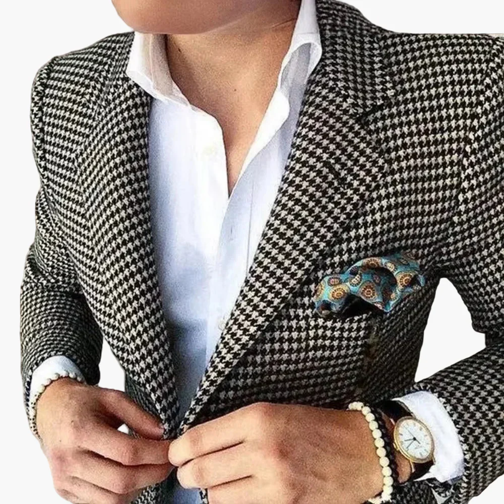Blazer à Motif Pied-de-Poule pour Homme – Élégance Classique et Style Intemporel - Image 6