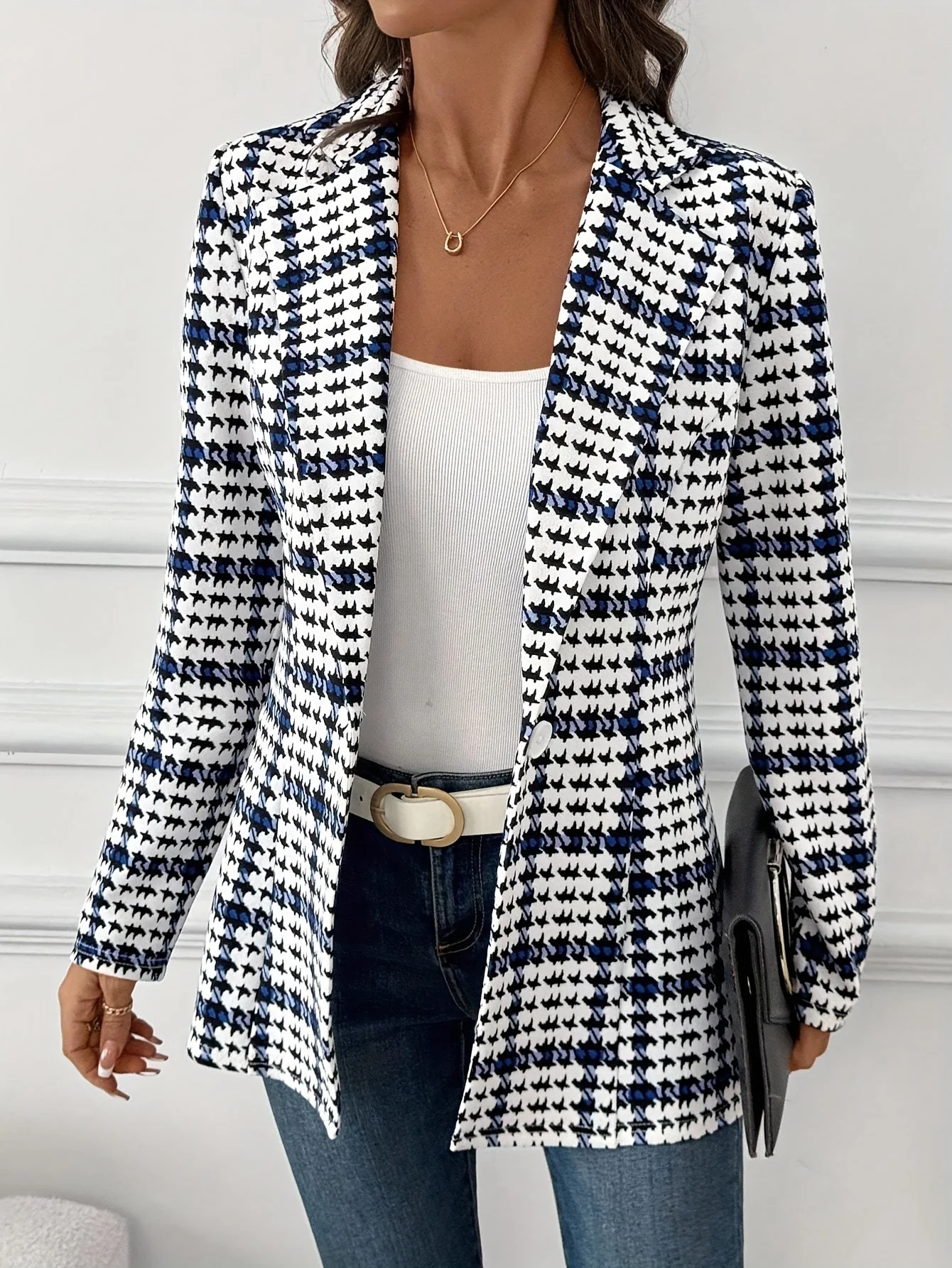 Blazer femme élégant à carreaux style bureau pour le printemps - Image 5