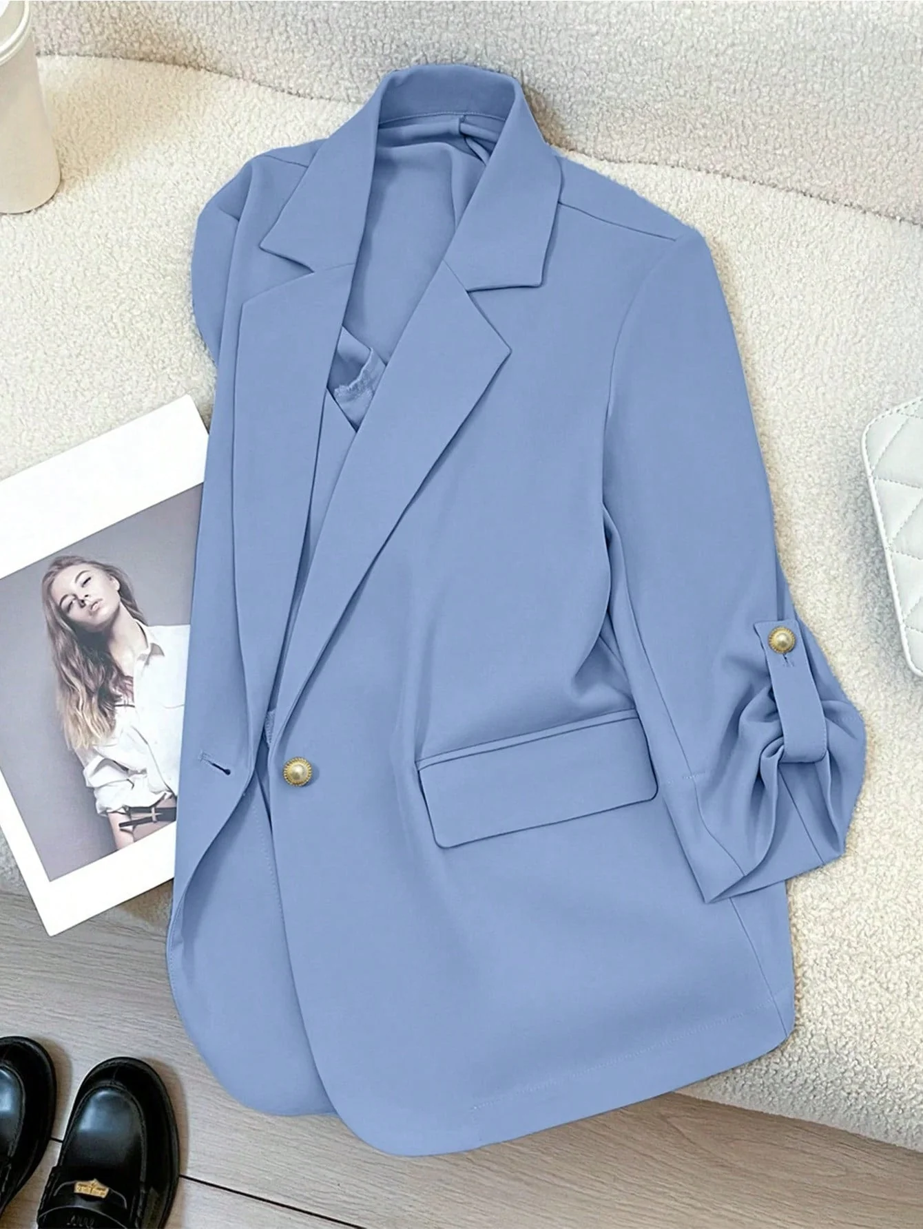 Blazer Femme Élégant Manches Longues Style Décontracté pour Bureau ou Sortie - Image 3