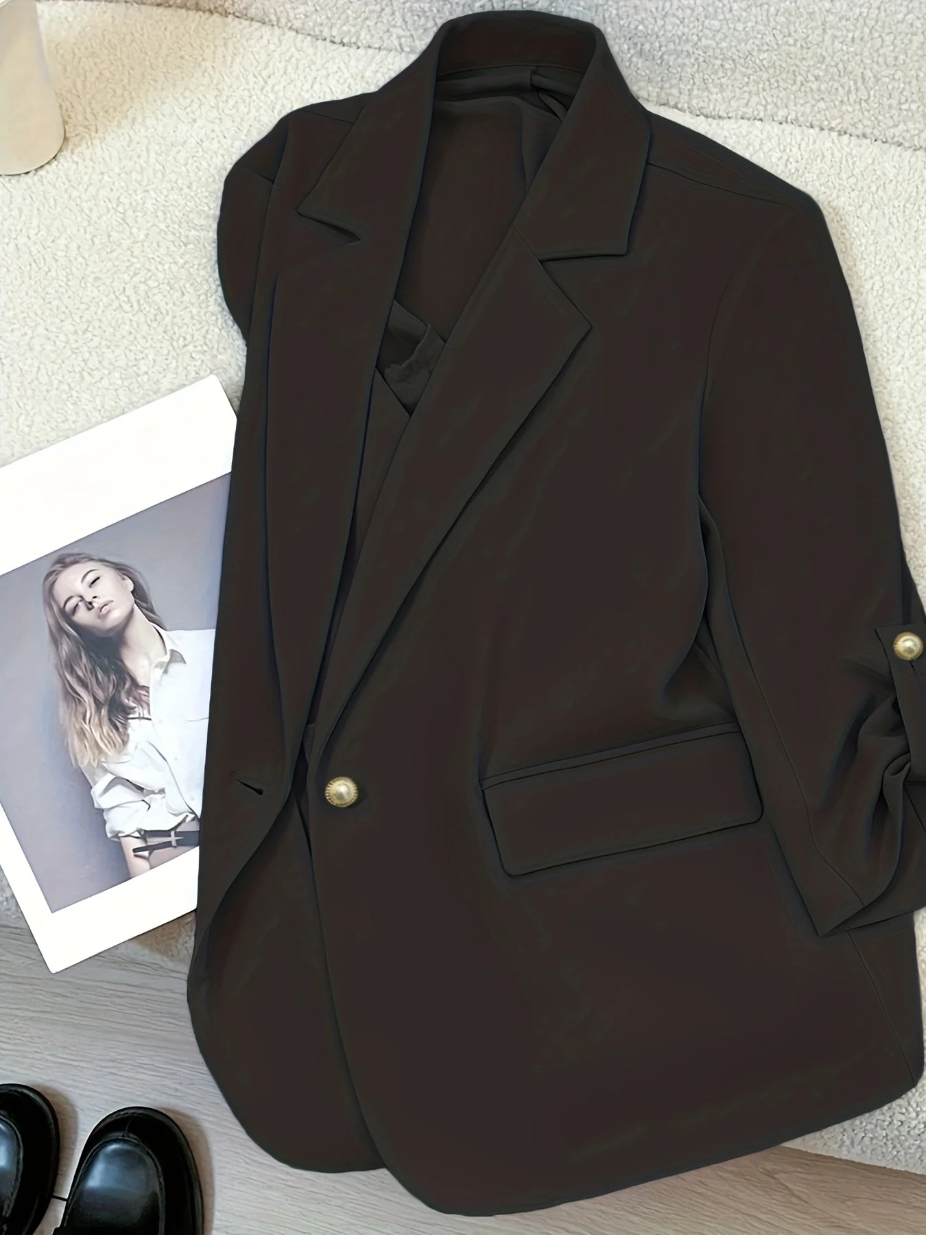 Blazer Femme Élégant Manches Longues Style Décontracté pour Bureau ou Sortie - Image 6