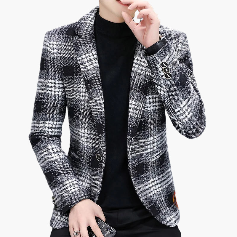 Blazer homme élégant à carreaux style moderne pour affaires et sorties - Image 3