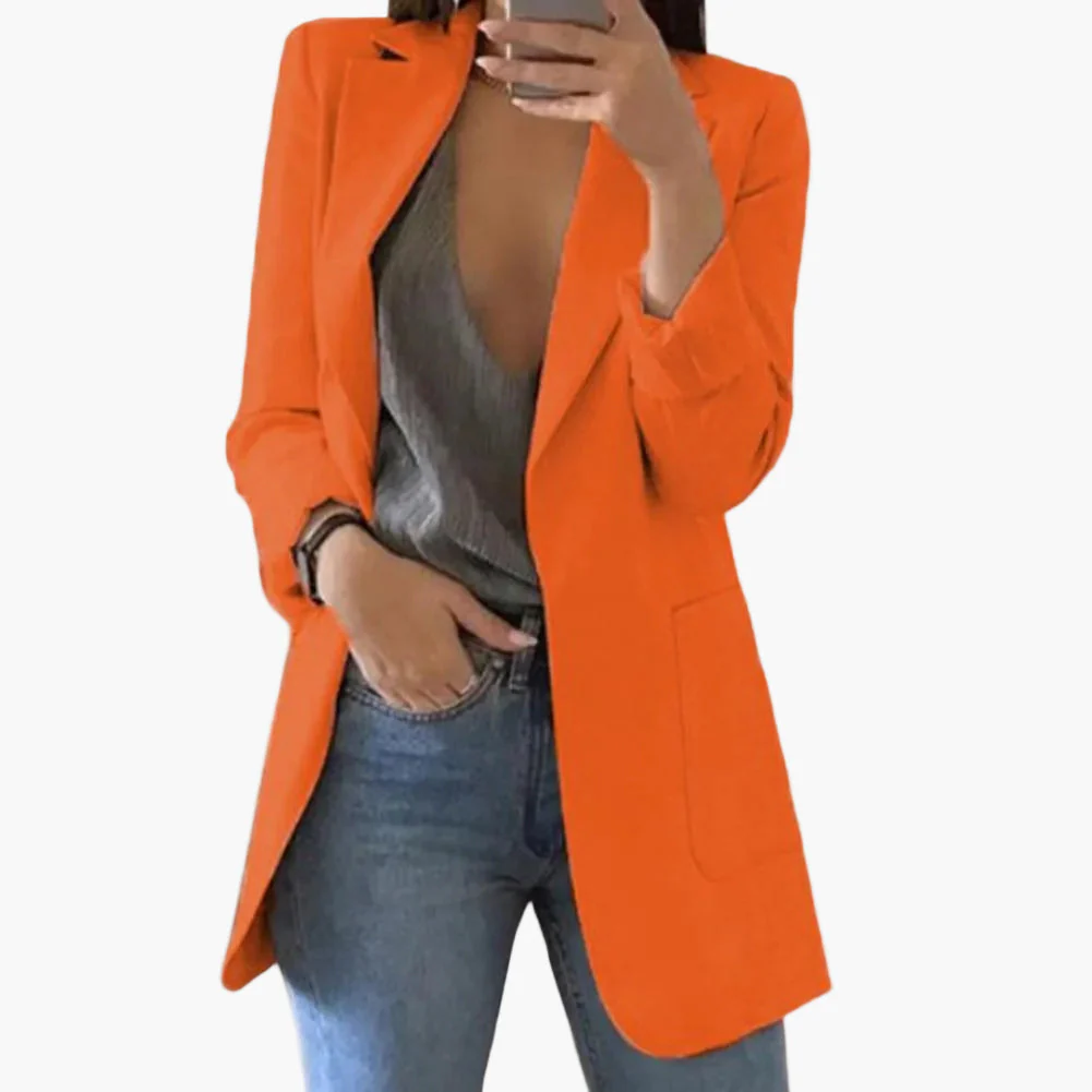 Blazer long femme élégant coupe moderne pour bureau et sorties - Image 3