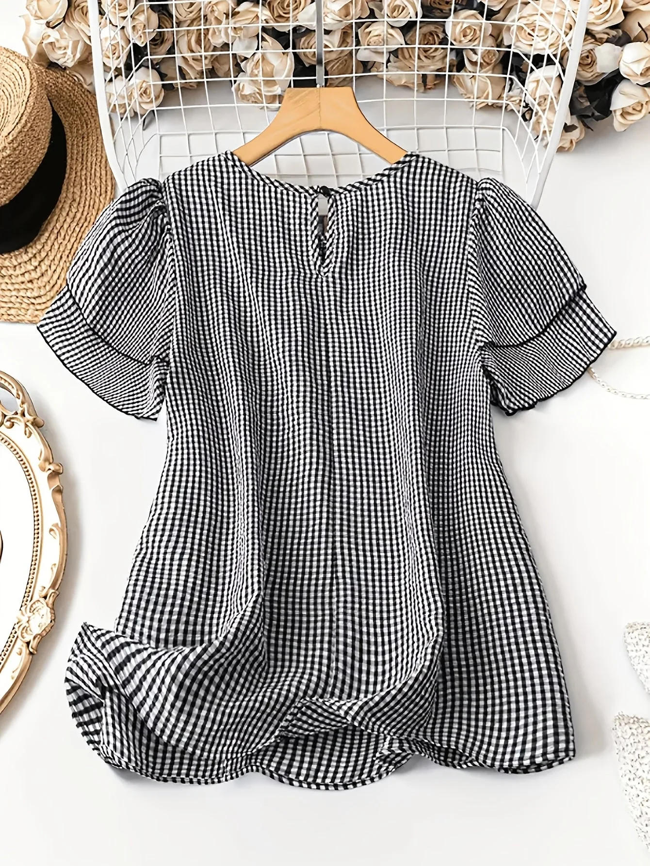 Blouse à carreaux style décontracté pour femme, idéale pour le printemps et l'été - Image 3