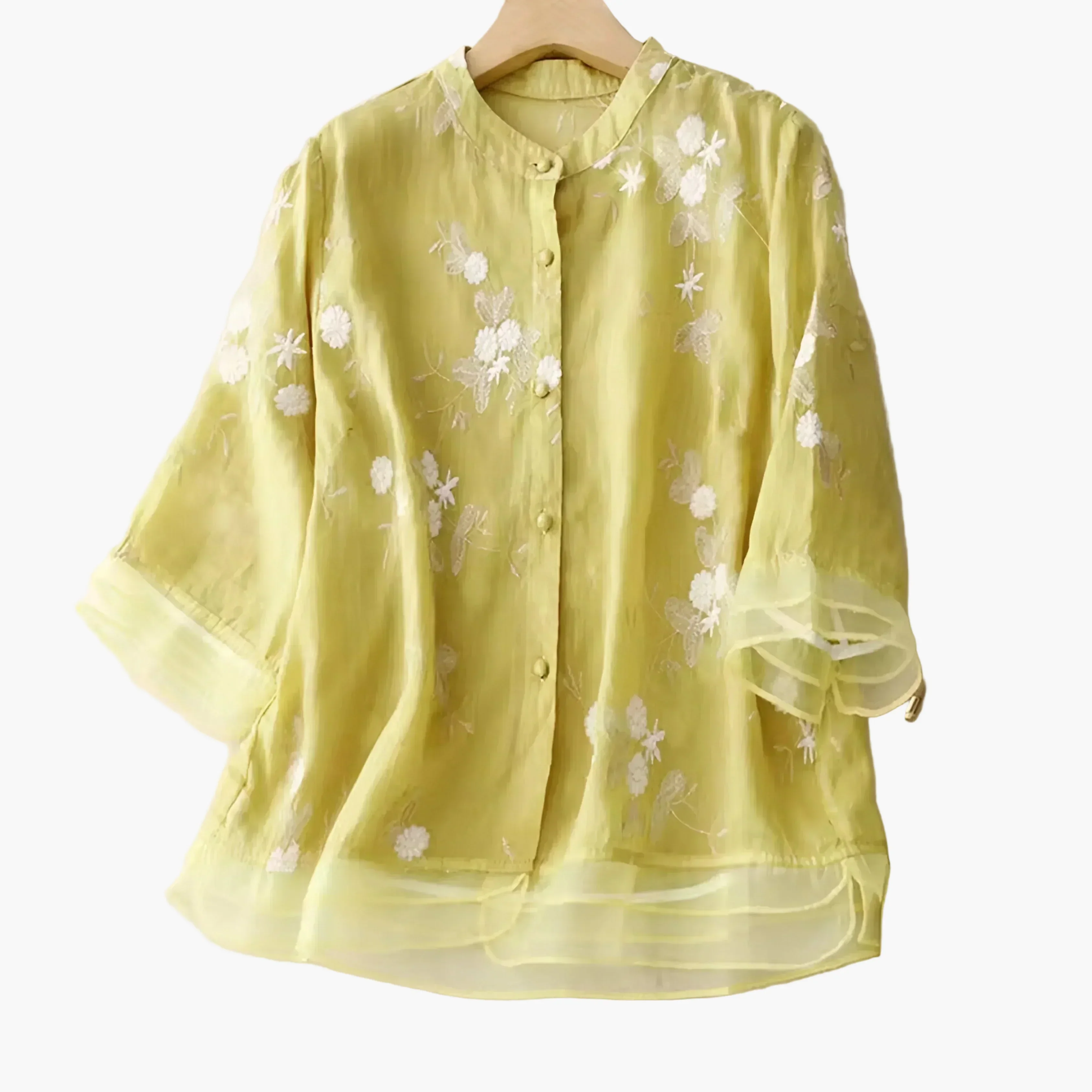 Blouse ample à broderies florales pour femme, style élégant et polyvalent - Image 10
