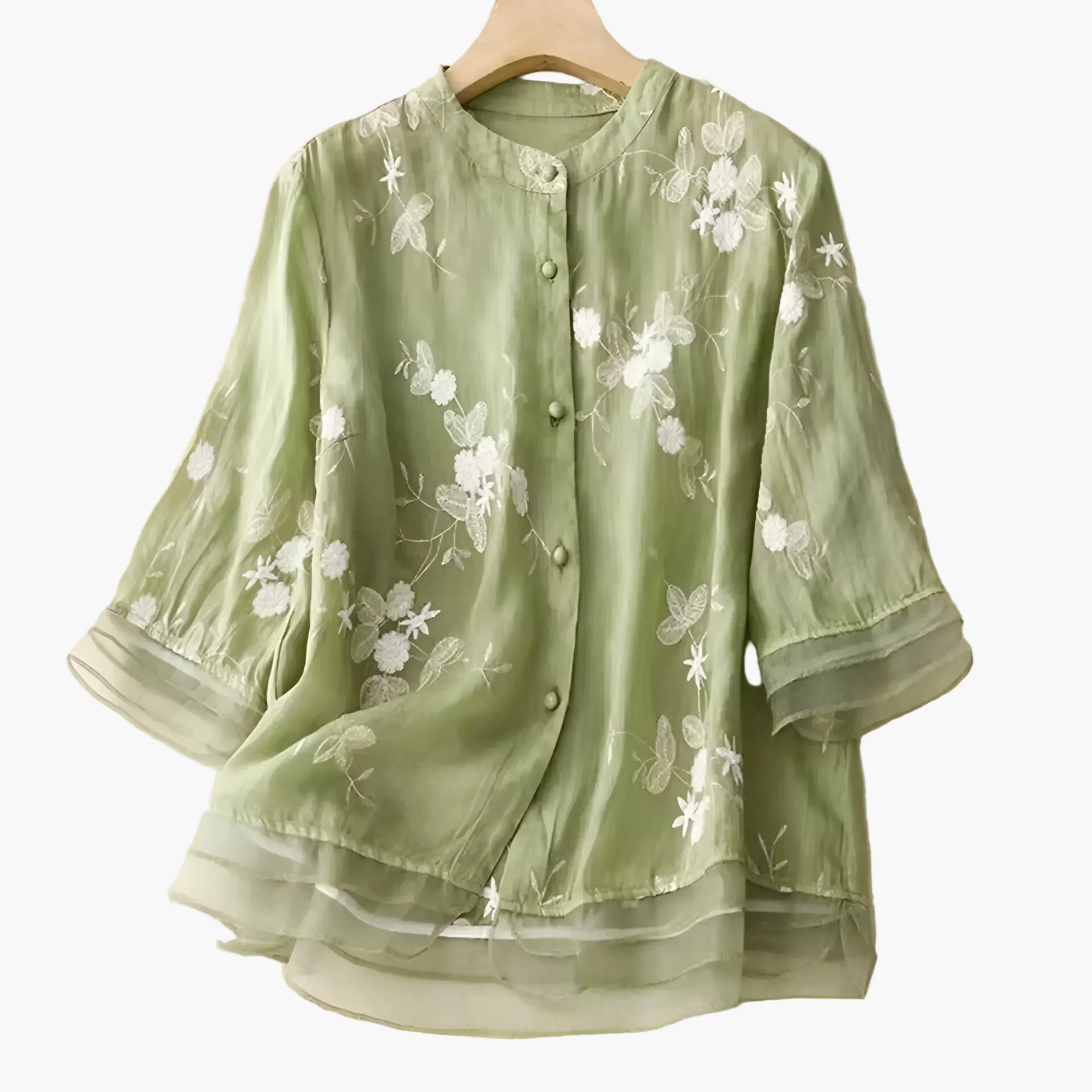 Blouse ample à broderies florales pour femme, style élégant et polyvalent - Image 11