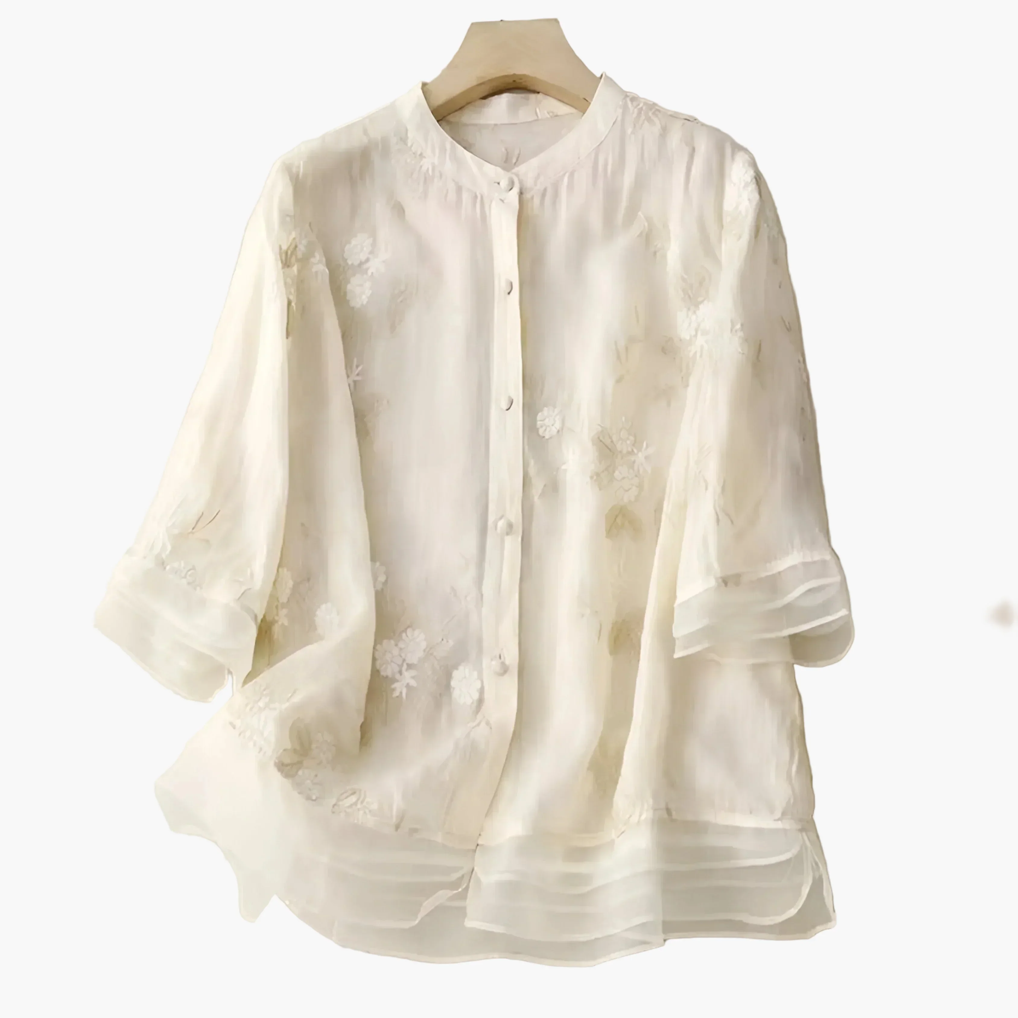 Blouse ample à broderies florales pour femme, style élégant et polyvalent - Image 8