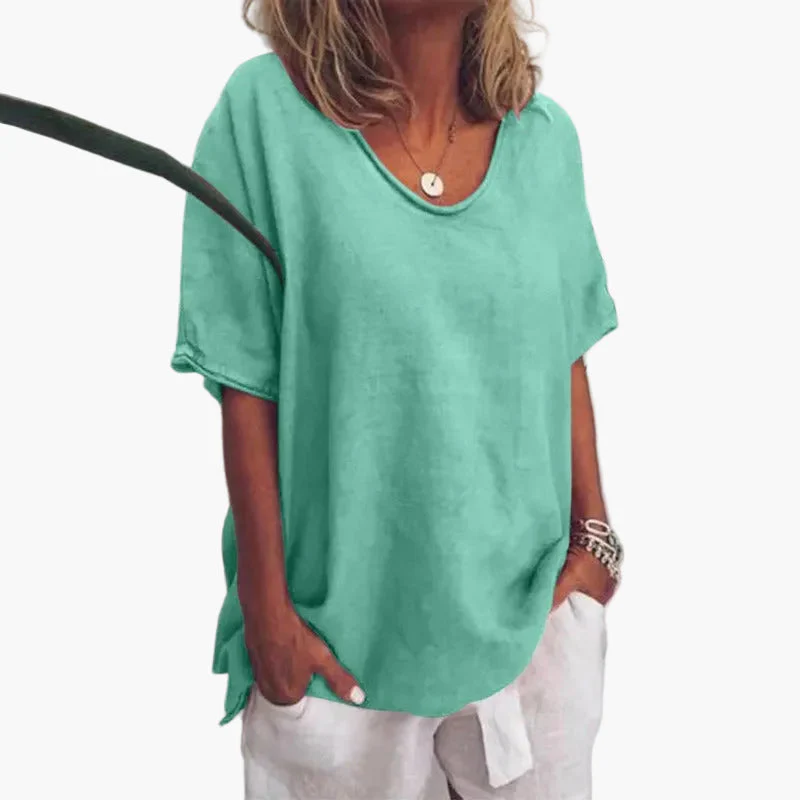 Blouse Décontractée Femme Col Rond Manches Courtes Style Estival Chic - Image 5