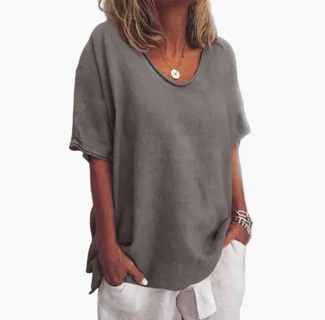 Blouse Décontractée Femme Col Rond Manches Courtes Style Estival Chic - Image 6
