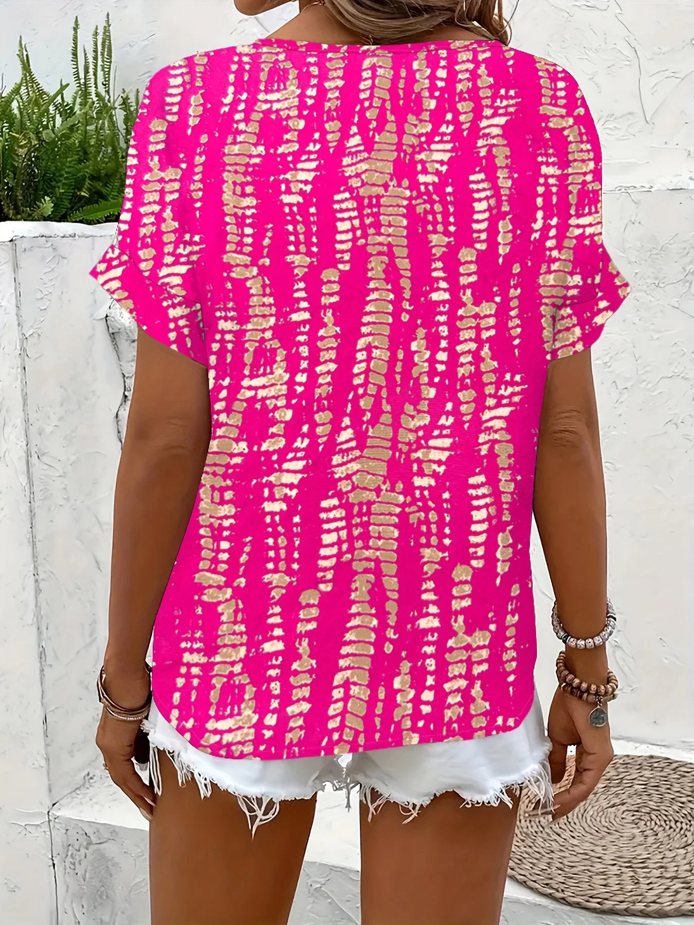 Blouse élégante imprimée manches courtes pour femme – Style décontracté chic, idéale pour l'été et le week-end - Image 10