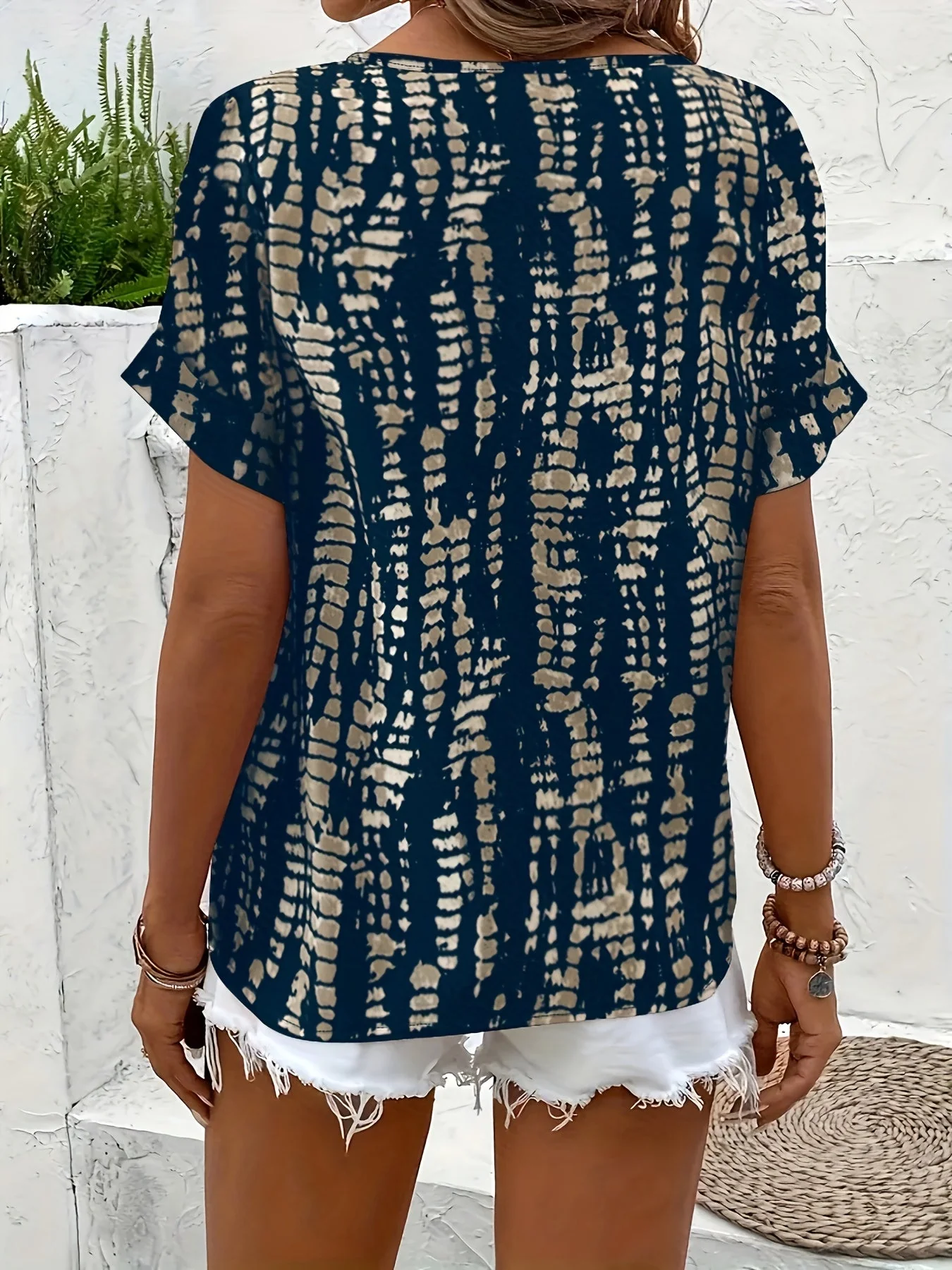 Blouse élégante imprimée manches courtes pour femme – Style décontracté chic, idéale pour l'été et le week-end - Image 7