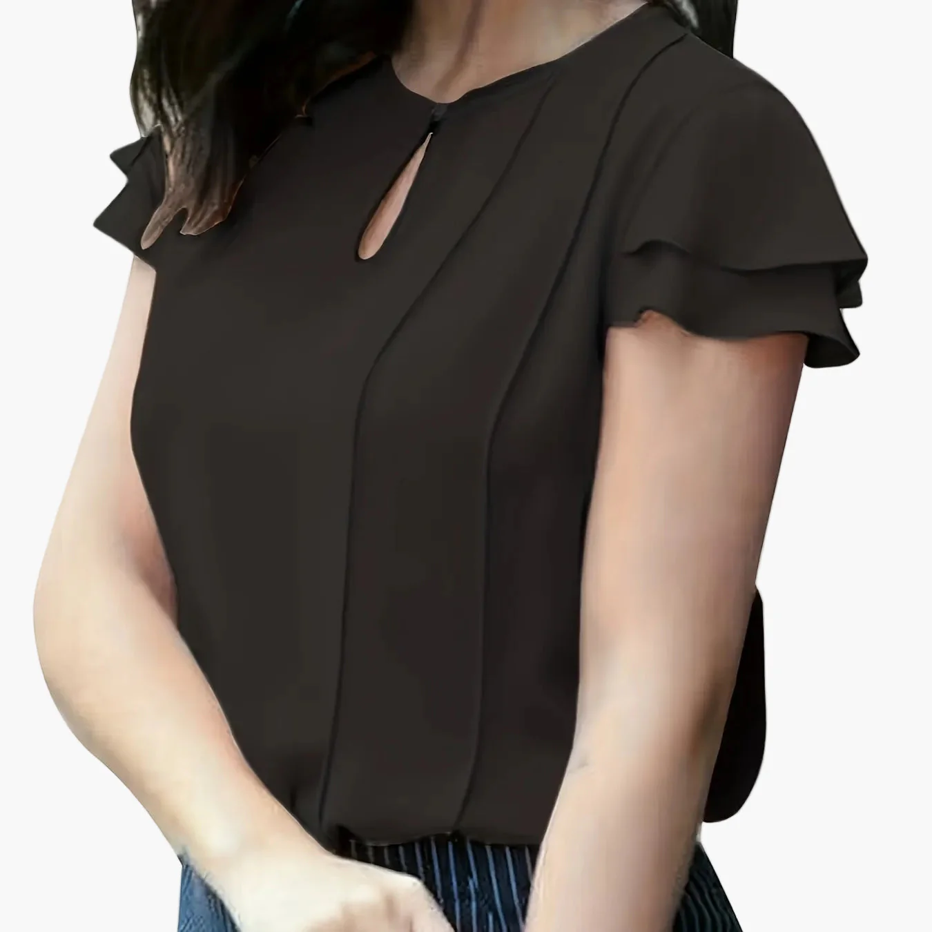 Blouse élégante à manches courtes volantées pour femme, style bureau et sorties - Image 16