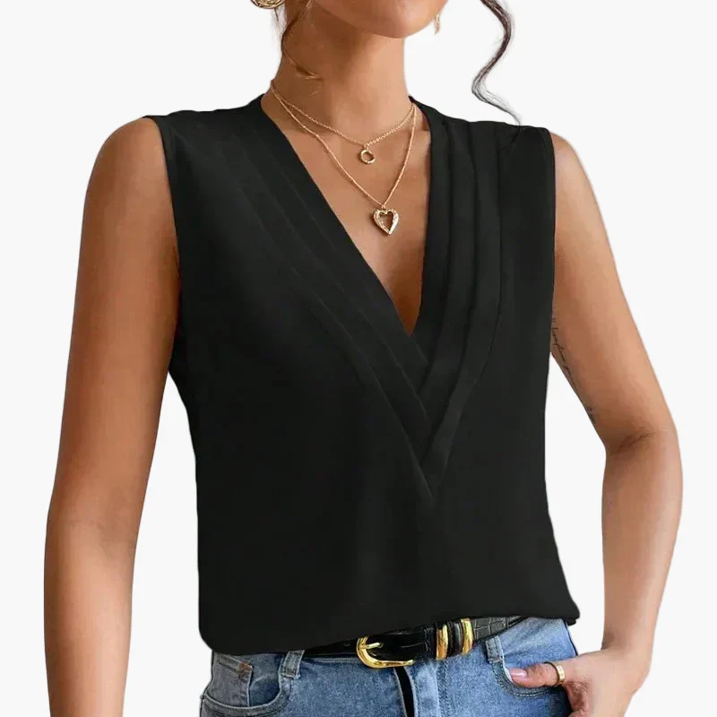 Blouse élégante sans manches pour femme, style chic et polyvalent, idéale bureau et sorties - Image 10