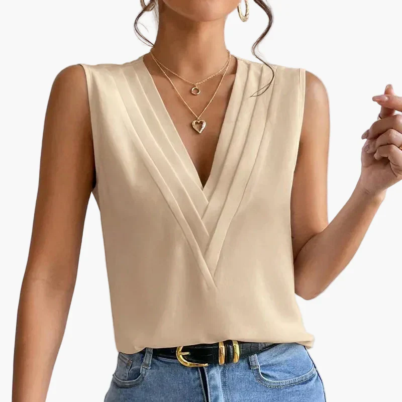 Blouse élégante sans manches pour femme, style chic et polyvalent, idéale bureau et sorties - Image 4