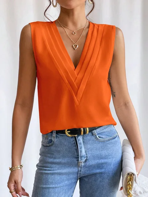 Blouse élégante sans manches pour femme, style chic et polyvalent, idéale bureau et sorties - Image 7
