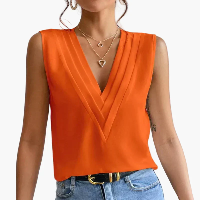Blouse élégante sans manches pour femme, style chic et polyvalent, idéale bureau et sorties - Image 8