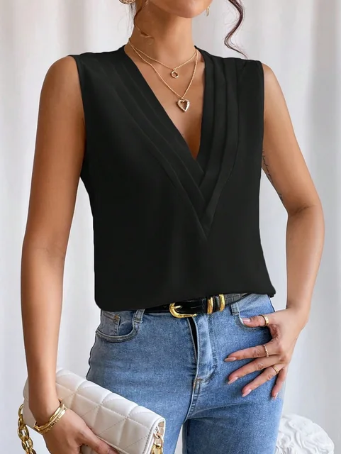 Blouse élégante sans manches pour femme, style chic et polyvalent, idéale bureau et sorties - Image 9