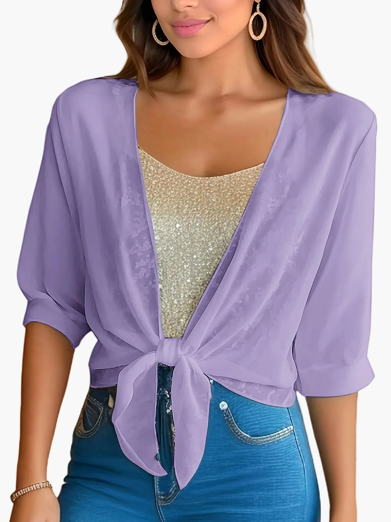 Blouse Femme Élégante à Nouer Style Décontracté Printemps Été - Image 5