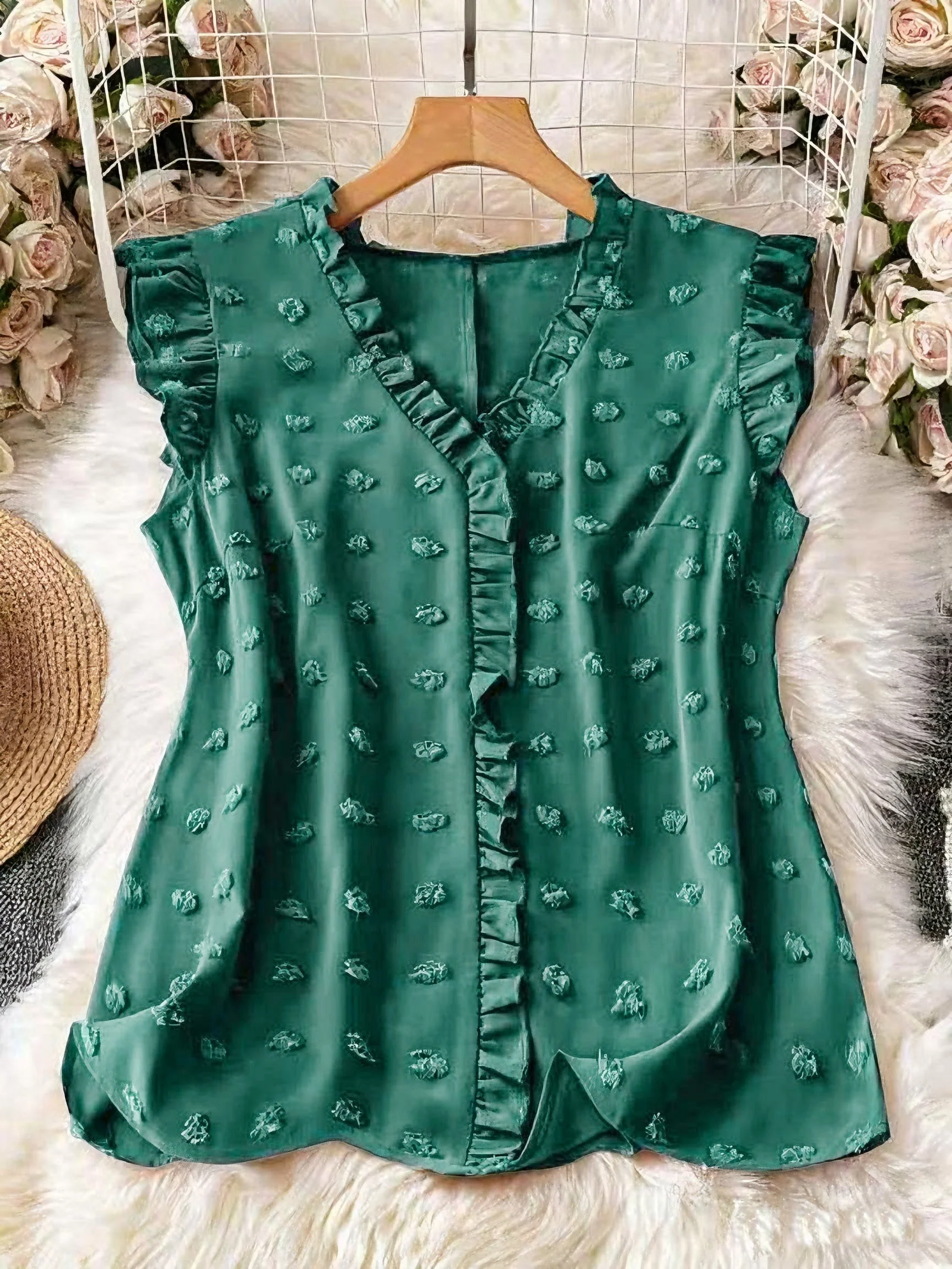 Blouse Femme Élégante à Volants Style Décontracté Chic pour le Quotidien - Image 3