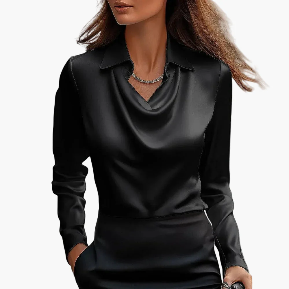 Blouse Femme Élégante à Col Cascade Style Chic pour Bureau et Sorties - Image 4