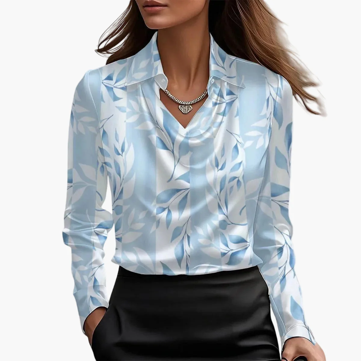 Blouse Femme Élégante à Col Cascade Style Chic pour Bureau et Sorties - Image 6