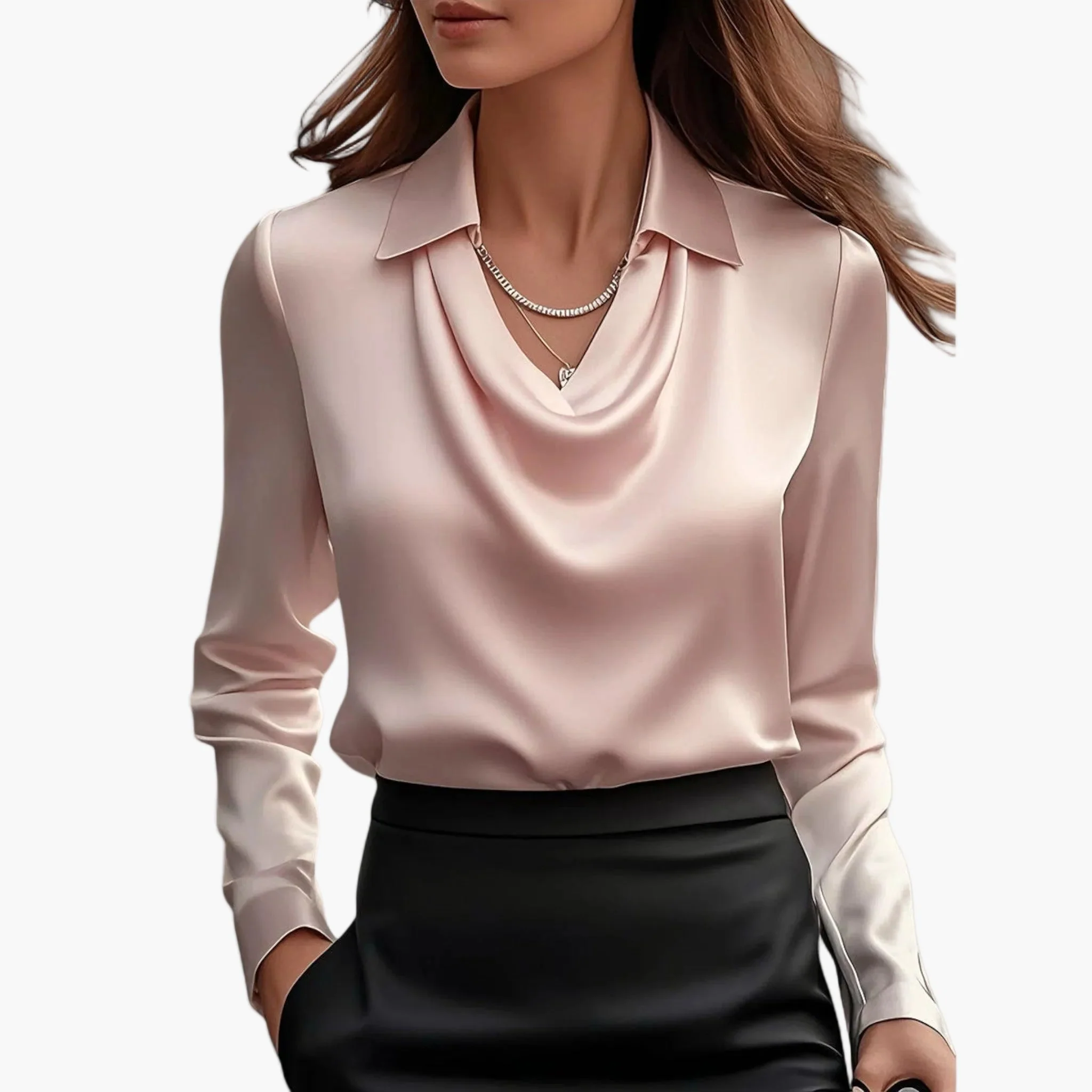 Blouse Femme Élégante Col Drapé Style Chic pour Bureau et Événements - Image 10