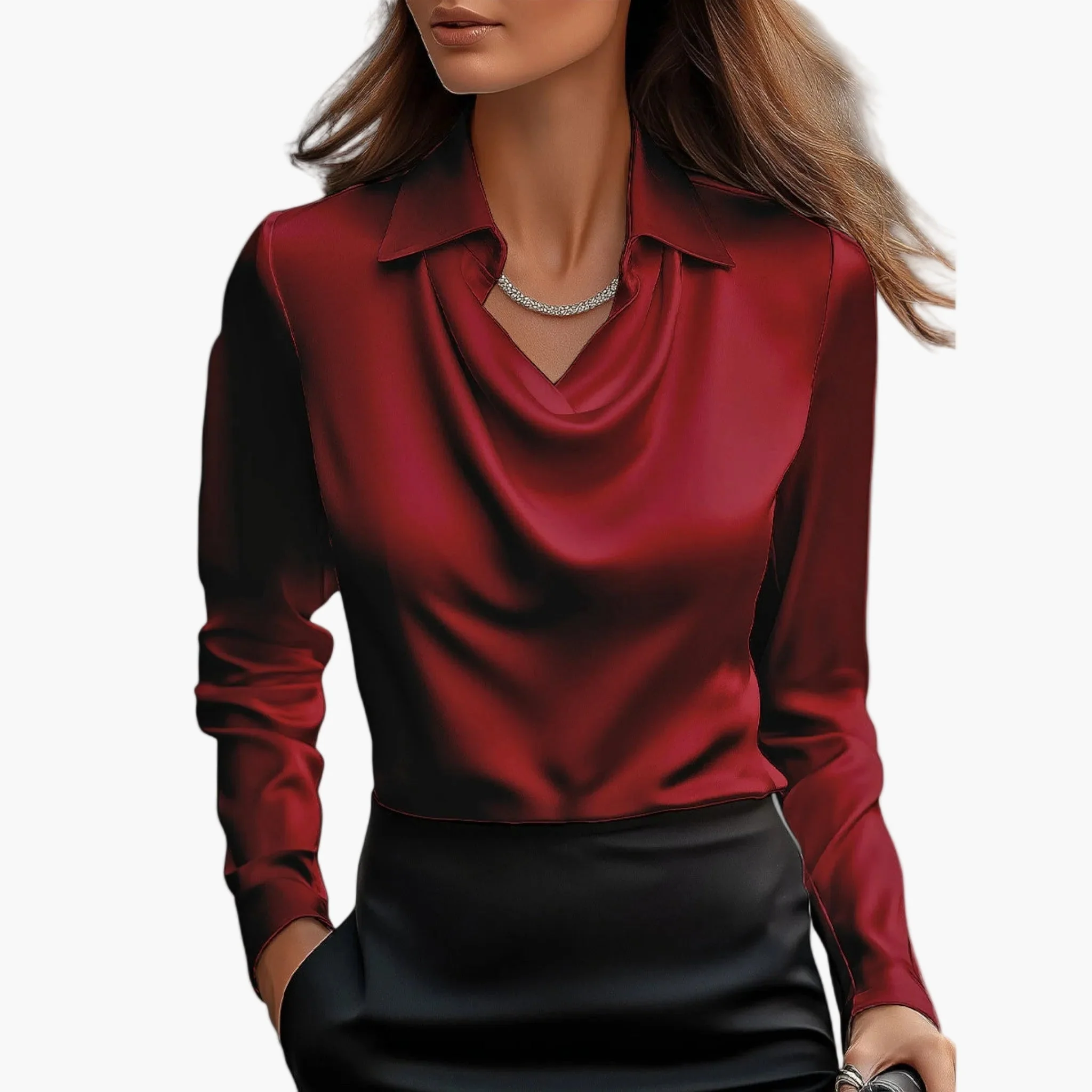 Blouse Femme Élégante Col Drapé Style Chic pour Bureau et Événements - Image 4
